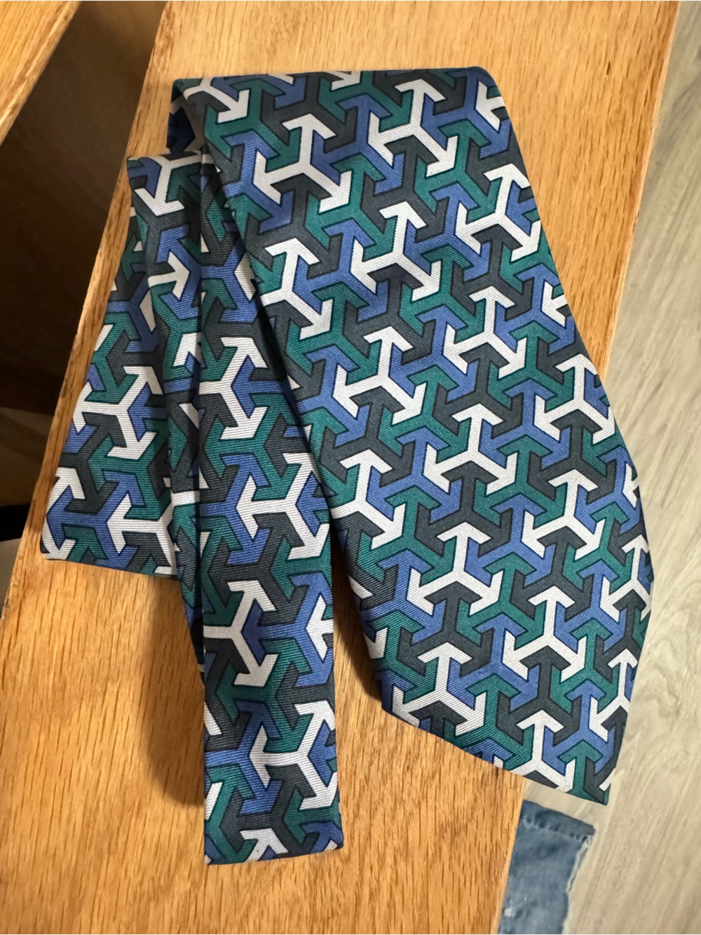 Geometric Blue & Green Men's Dress Tie